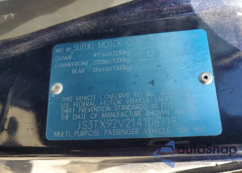 2001 Suzuki Grand Vitara Xl7 Touring z USA, uszkodzony, nr VIN JS3TX92V214108718